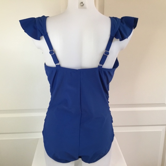 Women’s Ruffle Ruched Tummy Control One Piece Bathing Suit - Picture 4 of 7